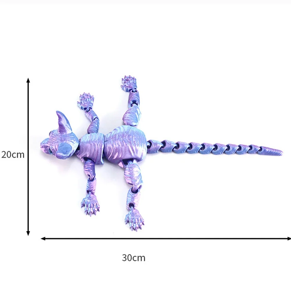 WQXWNFBA Sphynx con stampa 3D, realistica statuetta di gatto senza peli, animali stampati in 3D, giocattolo articolato flessibile, per gli amanti dei gatti, decorazione per casa e ufficio (blu rosa