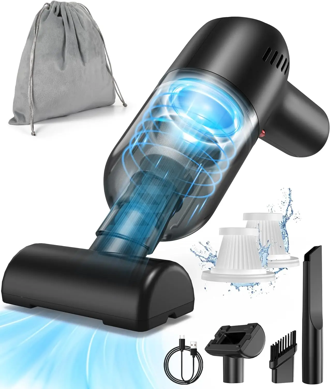 

Cordless Vacuum Cleaner for Car & Room Cleaning,Small Handheld Air Duster,Portable Design with Replaceable Filters&Multi-nozzles