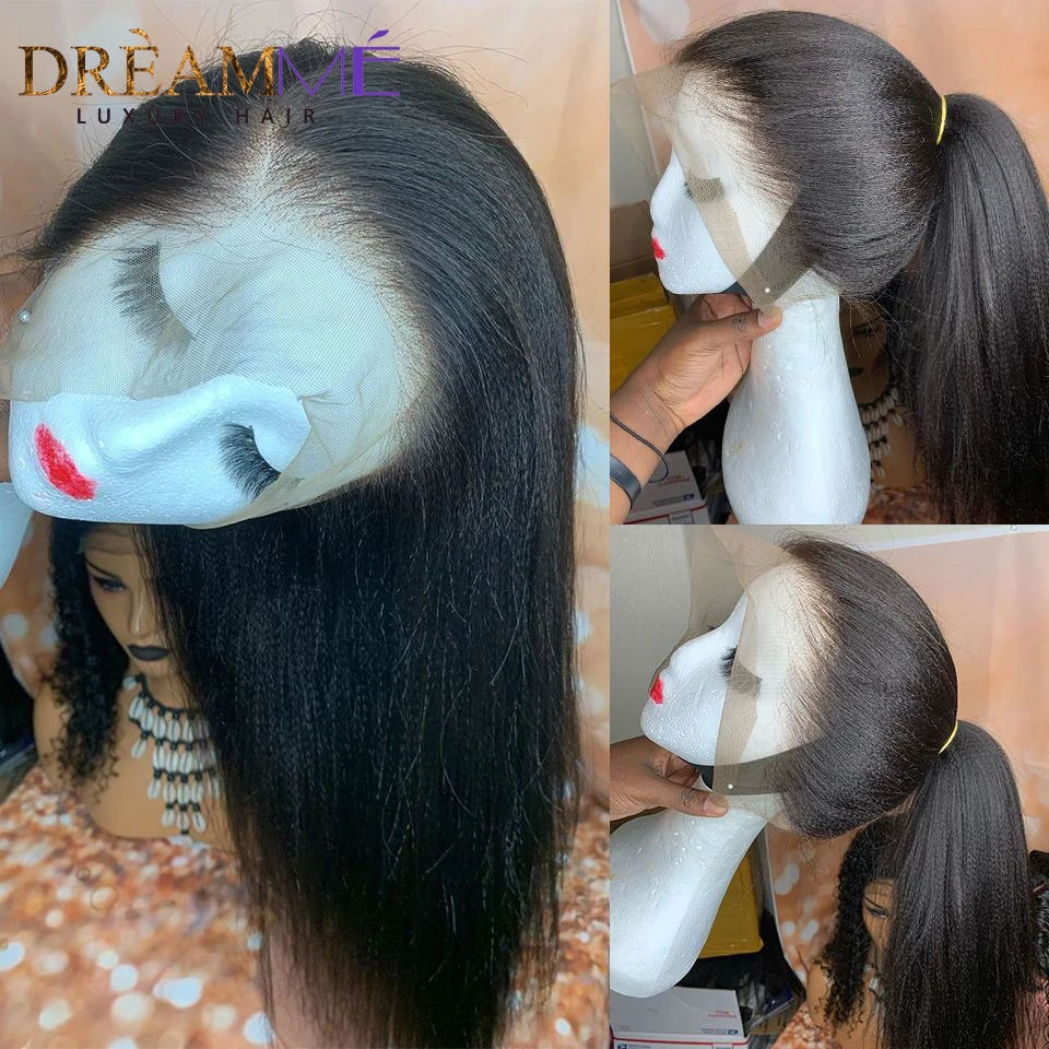 30 Inches 13x6 Lace Front Wig Yaki Straight Human Hair Wig Pre Plucked Remy Brazilian 360 Full Lace Wigs Human Hair Wigs