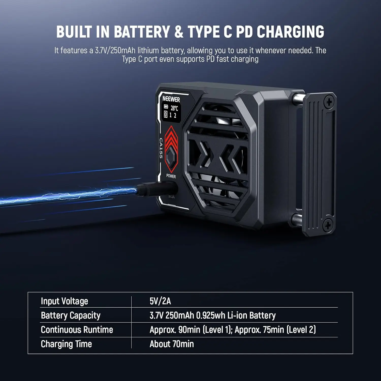 Camera Cooling Fan with Battery Spring Loaded External Cooler for Sony ZV-E1 A6700 Canon R6 Mark II Fujifilm XS20