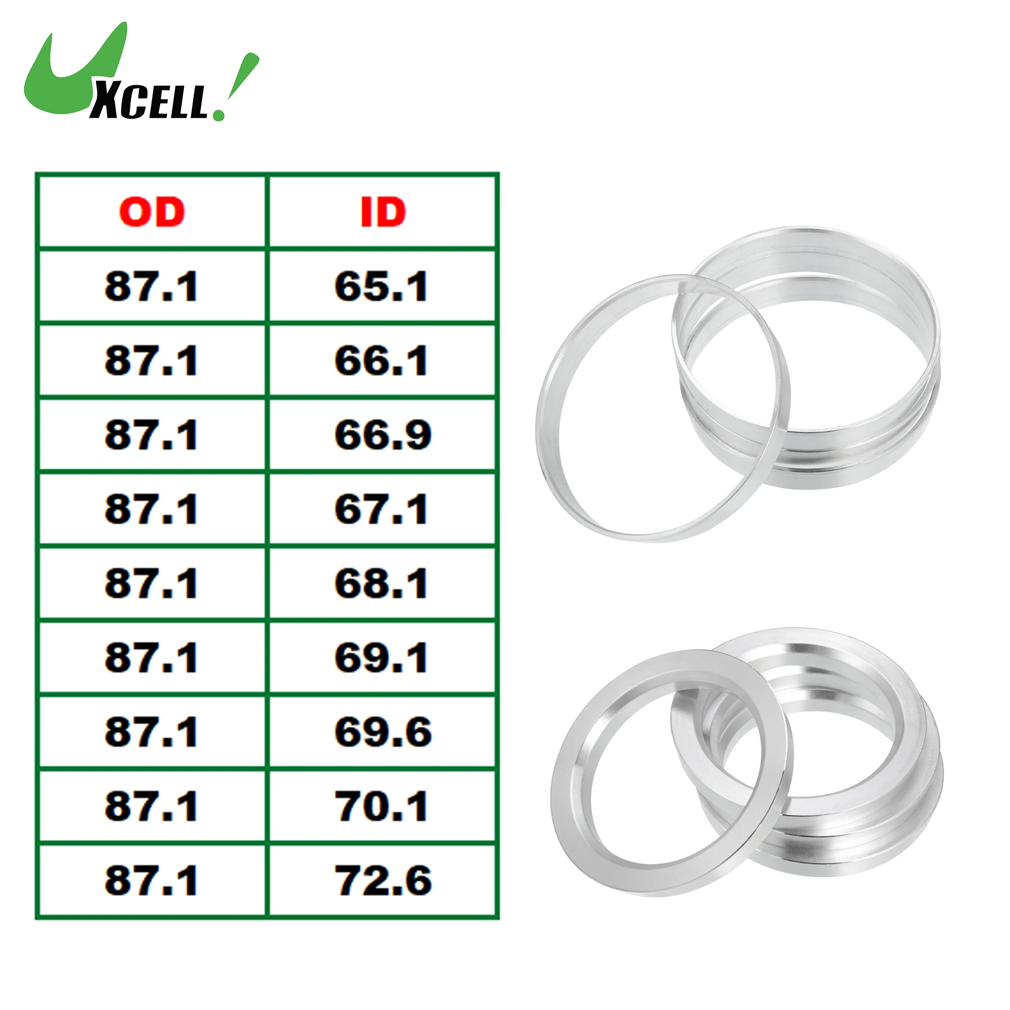 4 Anillos De Centrado Distanciadores 71,6-66,1 MM Para Dezent