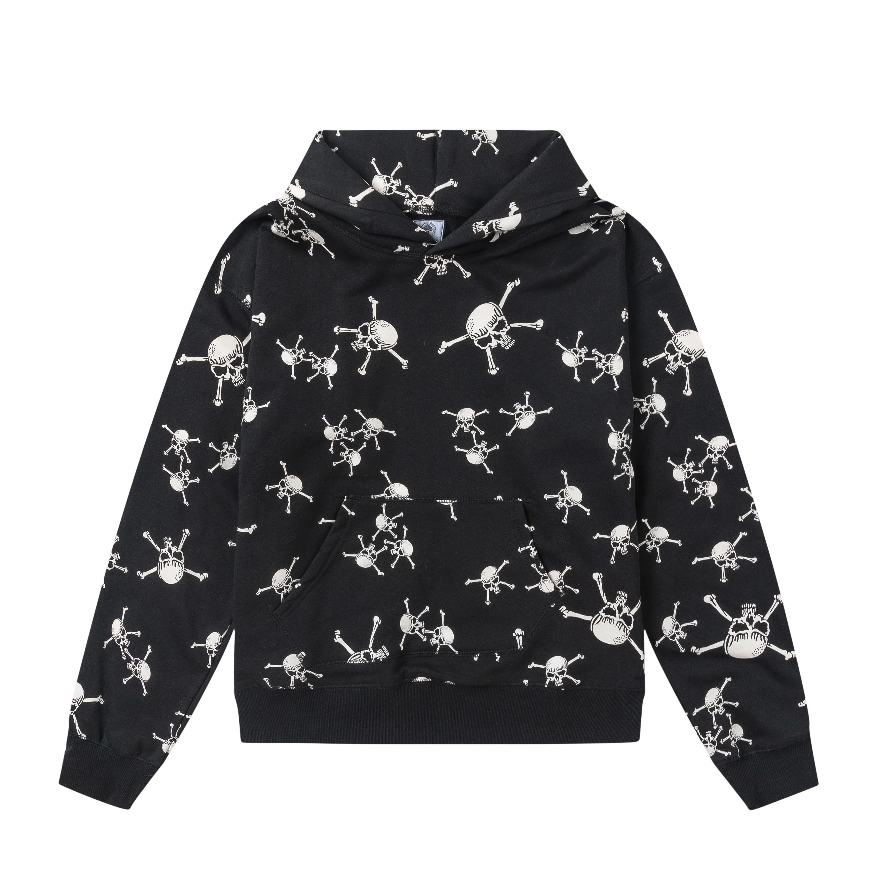 

Black Oversized Full Skull Print Saint Michael Hoodie Men Women 1:1 Best Quality Cotton Pullovers Allover Graphic Sweatshirts