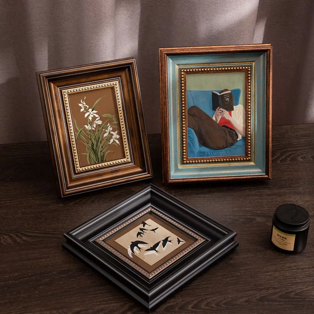 Vintage Black Rustic Resin Photo Frame - 6 Inch Desktop Ornament Display