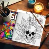 1pc Teen Graffiti Painting Drawing Skull Coloring Book, 24 Different Patterns, Stress Relief for Adults Birthday Gifts 4