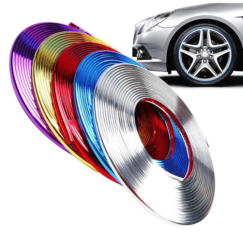 

8M/ Roll Car Wheel Protector Stickers Vehicle Color Wheel Rims Protectors Decor Strip Tire Guard Line Rubber Moulding Trim