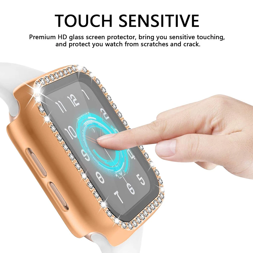Sparkling Protective Apple Watch Case with Glass Screen Protector