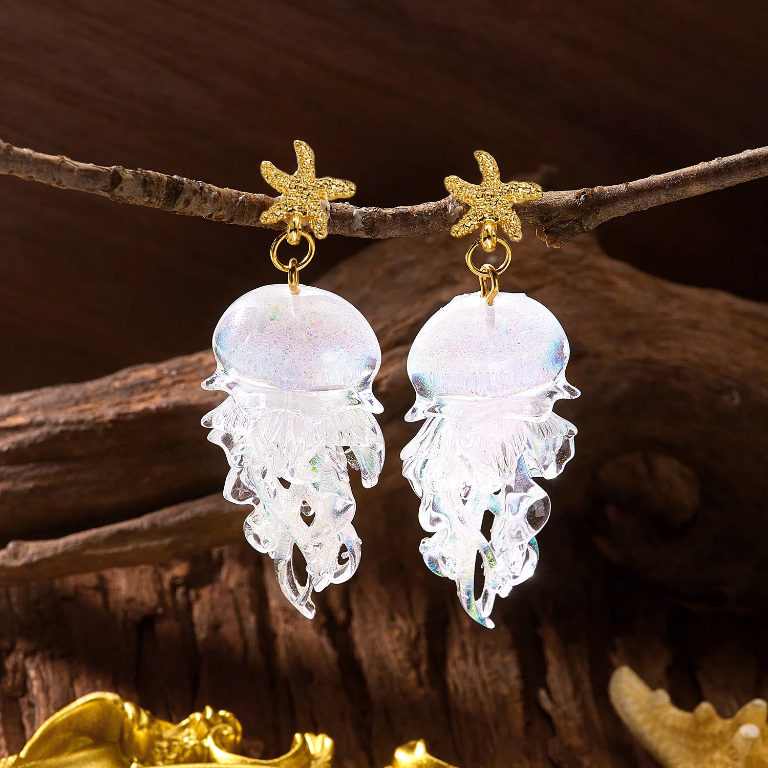 Kreative Acryl-Ohrringe mit abgestuften Quallen-Anhängern für Damen, verträumte rosa Tier-Ohrringe, Sommerparty-Schmuck-Accessoires – Detail 4