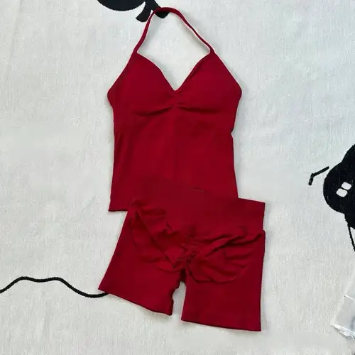 Women Gym Suit Clothes Longline Strappy Top Bras Seamless High Waisted Shorts Sports 2PCs Fitness Suit Running Workout Yoga Set - Image 11