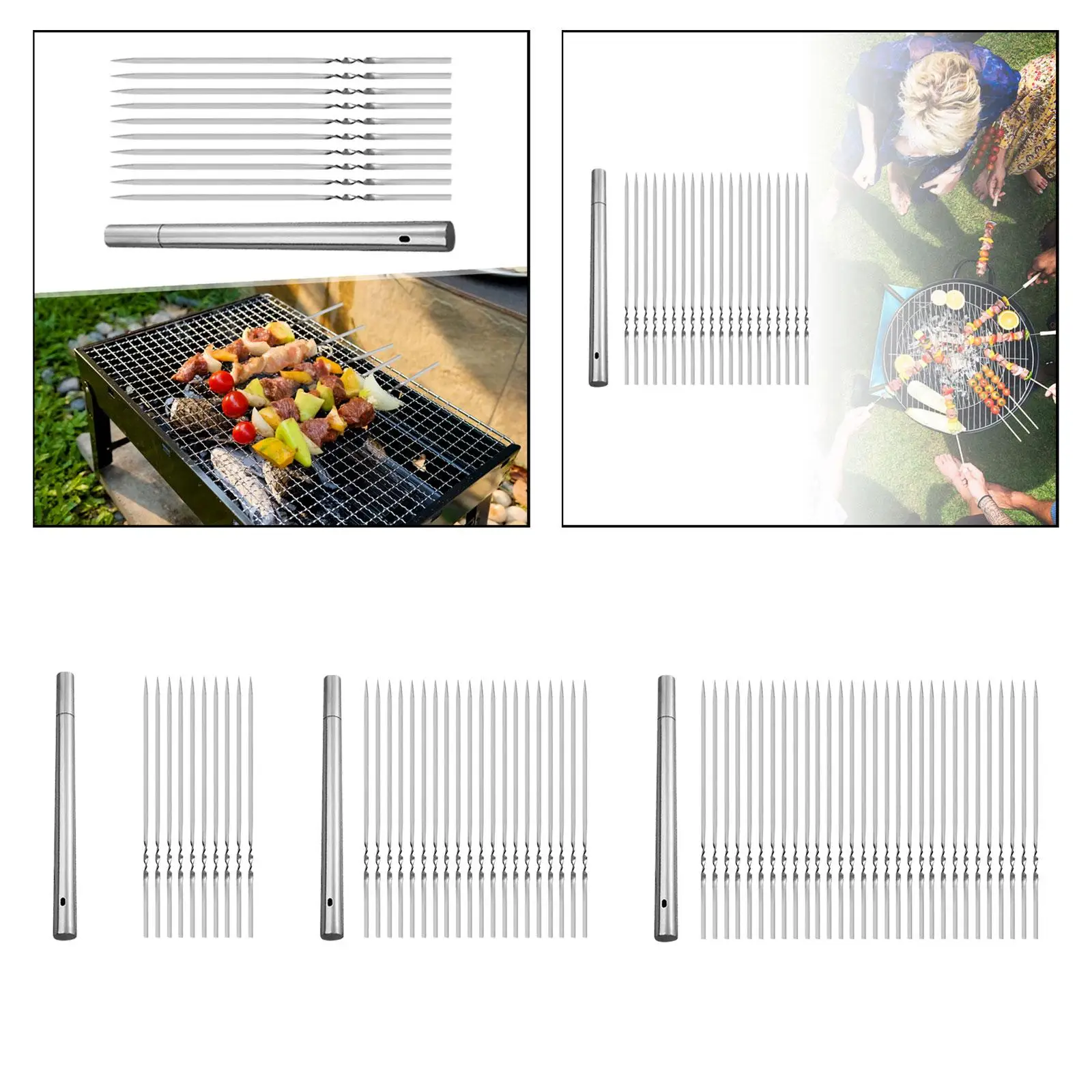 Kabob 꼬치 고기, 10/20/30 조각, 해물 Kabob BBQ 공급, 14 인치 그릴 꼬치 케밥 스틱 바베큐 꼬치