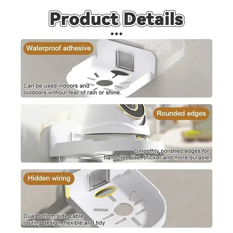1/2Pcs Self Adhesive Security Camera Wall Mounting Bracket Punch-Free Acrylic Surveillance Camera Holder Shelf for Baby Monitors 5