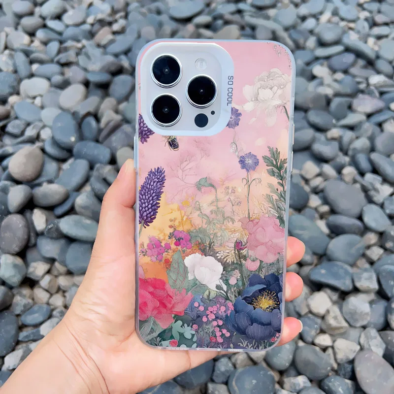 Blühende Blumen Handyhülle für iPhone 17 16 15 Pro Max Plus 13 Mini 14 12 11 Pro Max Stoßfeste Laser-Schutzhülle – Detail 6