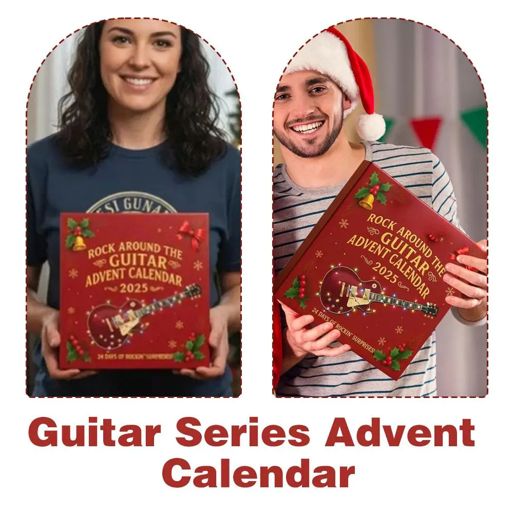 2025 Rock Guitar Series Advent Calendar-Christmas Tree Acrylic Pendant Decor Festive Countdown Ornament Music Theme Xmas