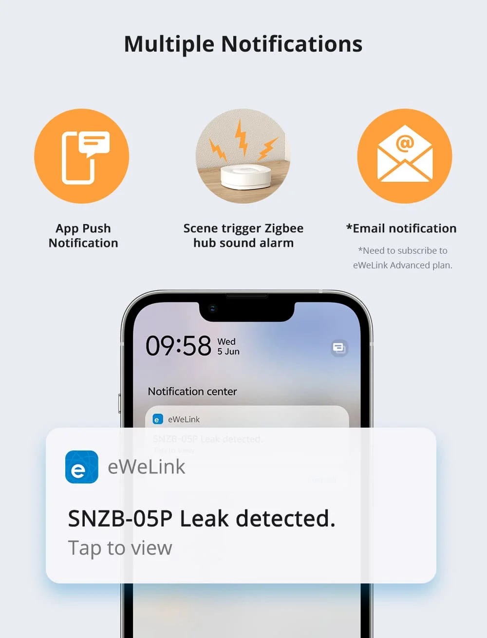 SNZB-05P Zigbee 3.0 Water Leak Detector 5 Years Lifetime IP67 Waterproof Smart A