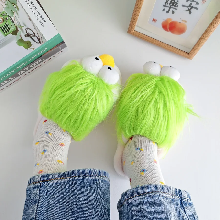 New personality fluffy DIY slippers woman funny bird designer home shoes  women's novelty fur slides ugly-making cosplay shoes - AliExpress, image size:900x900
