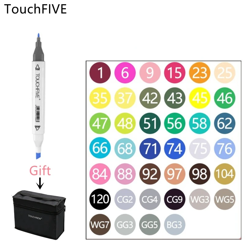 TOUCHFIVE Marker pen 120/80/60 Colors Dual Tips Alcohol Graphic Sketch Twin  Marker Pen With Bookmark Manga Drawing Art Supplies