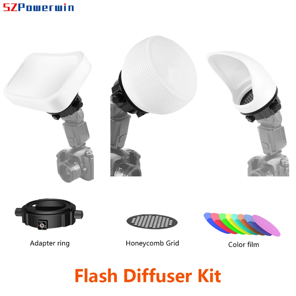 PowerwinUniversalSiliconeBounceFlashDiffusersSetGelDomeSoftboxD1235D235D35D25D15