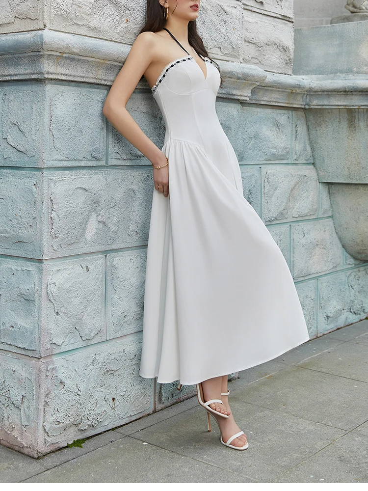 فستان NewAsia أنيق برباط علوي مكشوف الأكتاف على شك...