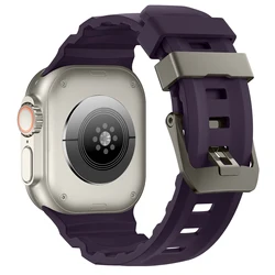 Sport Silicone Titanium Band - Soft Rubber Bracelet Strap for 44 - 45MM(S11 - 10 46MM) (Plum color grey)