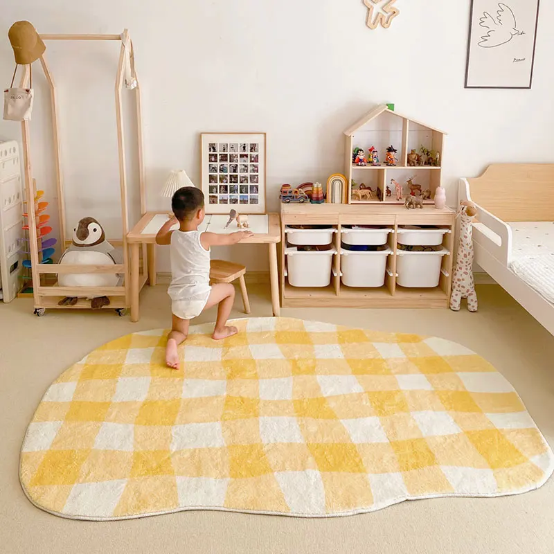 Plaid Minimalist Large Area Living Room Carpet Comfortable Soft Bedroom Rug Home Decoration Children's Room Rugs ковер Tapete IG 3