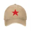 Red Star Five-Pointed Star Unisex Style Baseball Cap Distressed Denim Caps Hat Fashion Outdoor Running Golf Snapback Cap 1