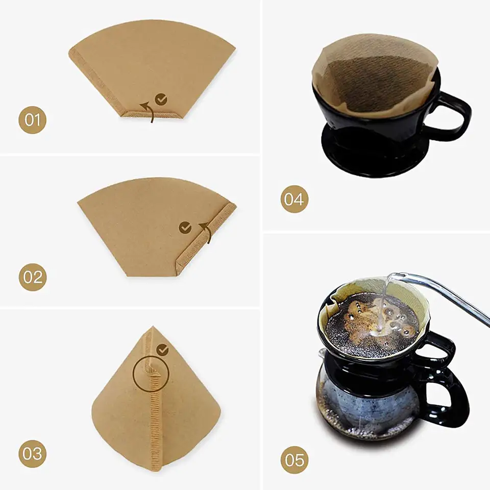 100 Filtri Da Caffè In Carta Bianca - Forma Conica N.4 Per 8-12 Tazze - Compatibili Con Macchine A Goccia E Pour Over - 5