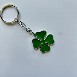 Green Four Leaf Clover Metal Car Keychain Keyring - Lucky Pendant Car Styling Accessory (1pcs)