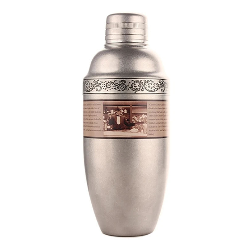 Cocktail Shaker Nostalgic Chaplin Shaker Engraving Stainless Steel Cocktail Boston Bar Shaker Bar Tools