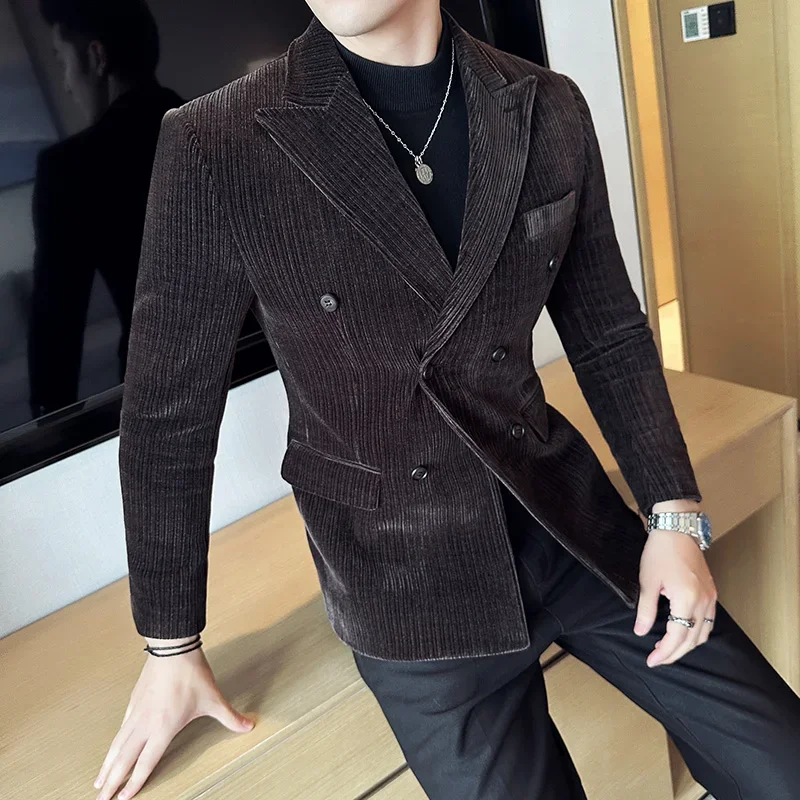 

Brand Clothing Men's Corduroy Suit Jackets/Male Slim Fit Fashion High Quality Tuxedo/Man Spring Autumn Blazers Office Dress