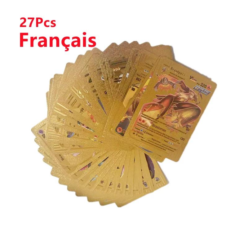 thumbnail image 1 of Colorful Gold Foil Card Charizard Pikachu Arceus Silver Rainbow English French Spanish VSTAR VMAX Pokémon Cards Toys, 1 of 5