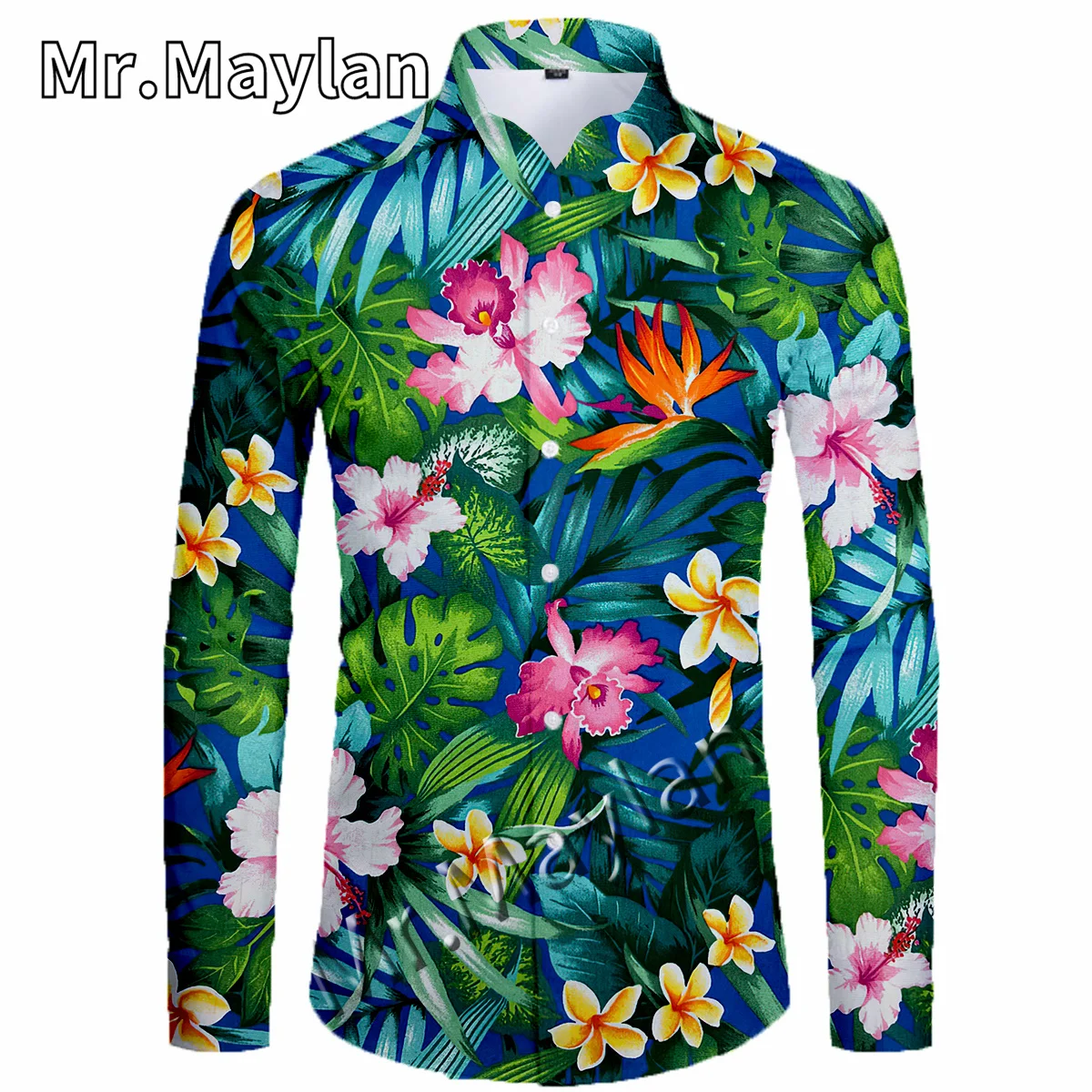 

3D Hawaiian Red Printed Shirt Men Luxury Fashion Casual 2022 New Fall Long Sleeve Men's Shirt Floral Party Dress Dance S-5XL S54