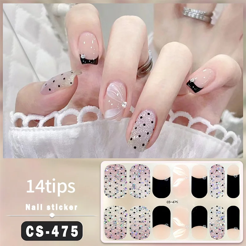 Description Picture 4 of item14 Tips Full Cover Gel Nail Strips Sticker Long-Lasting Nail Polish Strips Wraps Nail Art Stickers Self-Adhesive DIY Slider