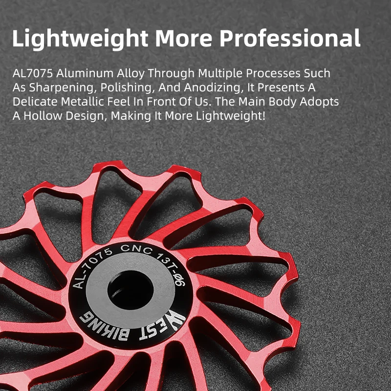 WEST BIKING Mountain Bike Rear Derailleur CNC Pulley Wheel 11T 13T Ceramic Bearing Road Bike Rear Shifter Switch Rollers Parts