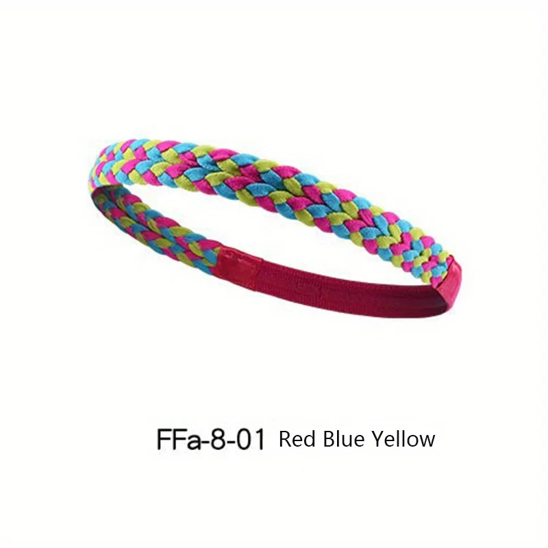 Braided headband with silicone anti slip sweat guide running hair band, yoga anti sweat band, fitness and sports headband