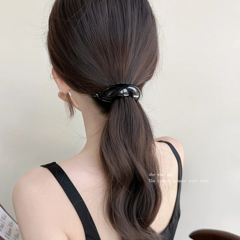 아크릴 바나나 클립 하이 포니테일 작은 머리 발톱 한국 패션 포니테일 바레트 여성 솔리드 컬러 헤어 클립 헤어 액세서리