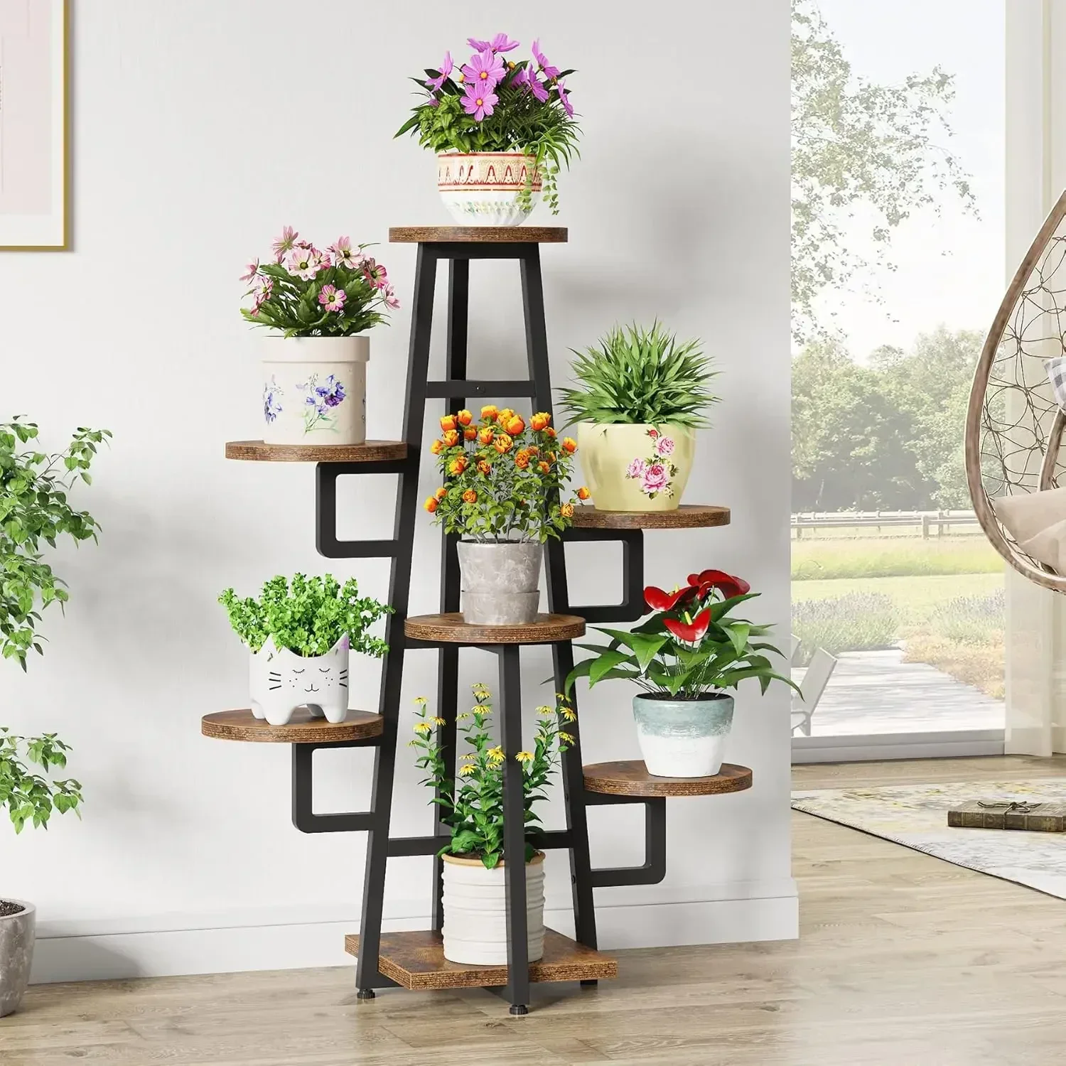 [XMSJ-Limited Stock, Buy Now!]7 Tier Plant Stand Indoor for Multiple Plants, Wooden Corner Plant Pots Holder Rack Flower Stand T