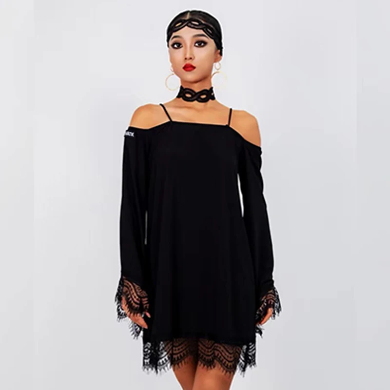 chinese dress ladies Tunic Dress for Women Plus Size 3/4 Sleeve Spring Dresses Lace Scalloped  Trim V Neck Loose Loungwear Nightdress Black at Amazon Women's Clothing  store main image 0