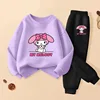 Girls' Sweatshirt Set with Melody Print Children's Pullover and Pants 2-piece Set, Breathable Spring Autumn Style Thin Tracksuit 5