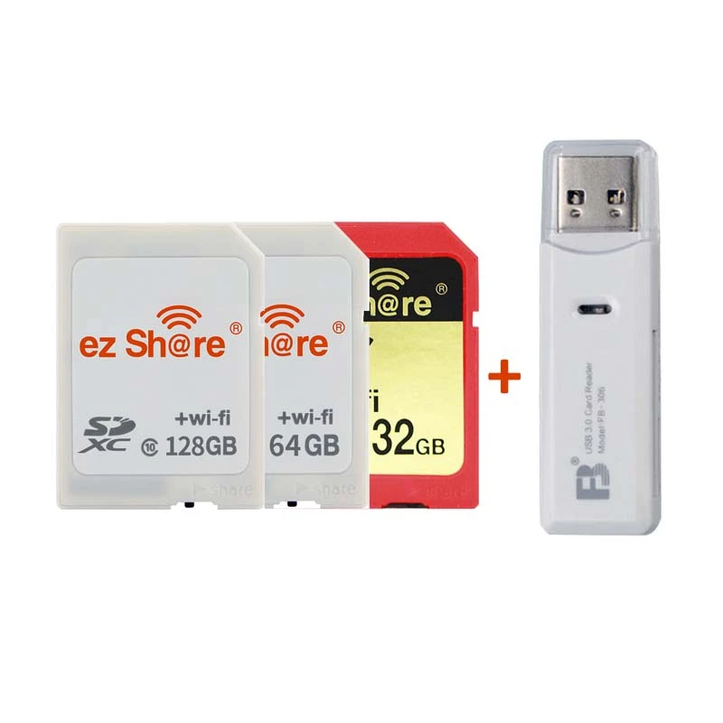 Original EZ share Memory SD wifi 32gb 16G wireless share card Class 10 64g 128g for canon/nikon/sony card Free card reader canon memory card