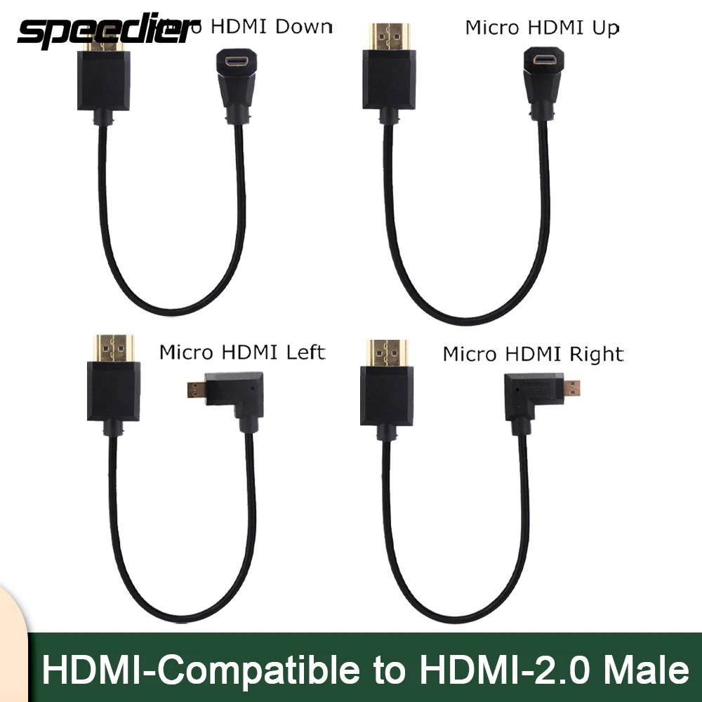 Od3.2Mm Super Extreme Slim Cavo Compatibile Hdmi Ad Alta Velocità Micro Hdmi-Compatibile 2.0 Su Giù Cavo Maschio Ad Angolo Sinistro Destro 15Cm