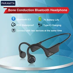 PARAMITA Real Bone Conduction Headphones Bluetooth Wireless Earphones Waterproof Sports Headset with Mic for Workouts Driving