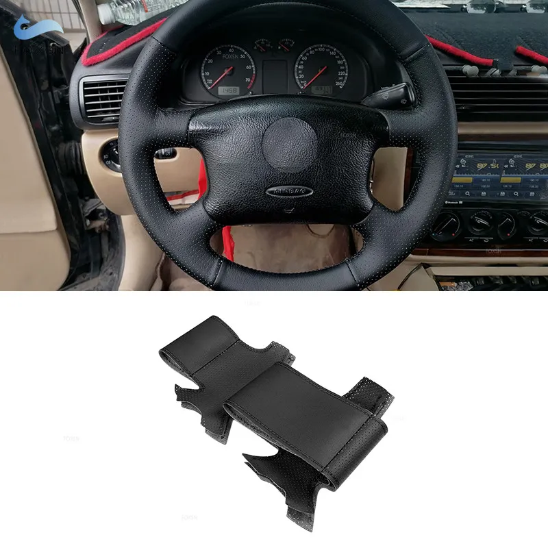 

For VW Golf 4 MK4 Passat B5 1998-2005 Black Perforated Microfiber Leather DIY Hand-stitched Steering Wheel Cover Protective Trim