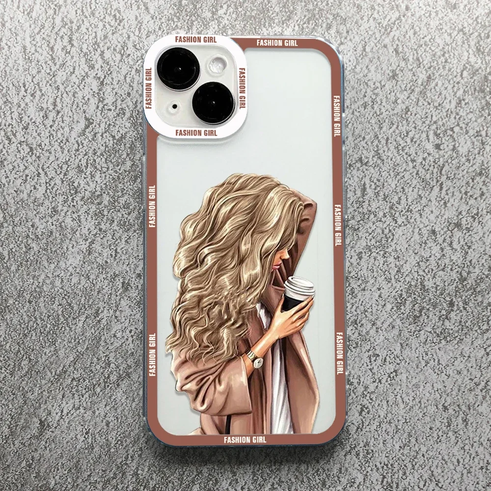 Fashion Girls Phone Case for iPhone 16 15 14 13 12 11 Pro Max Case Coque  for iPhone Mini SE 7 8 Plus Soft Cover Shockproof Funda - AliExpress, image size:1000x1000