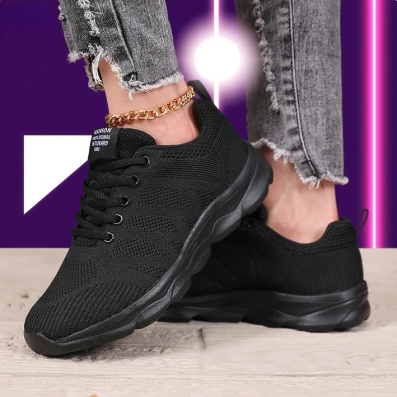 Black Pink Women's Running Shoes Light Comfortable Outdoor Training Sneakers Anti Slip Shock-absorbing  Platform Walking Shoes