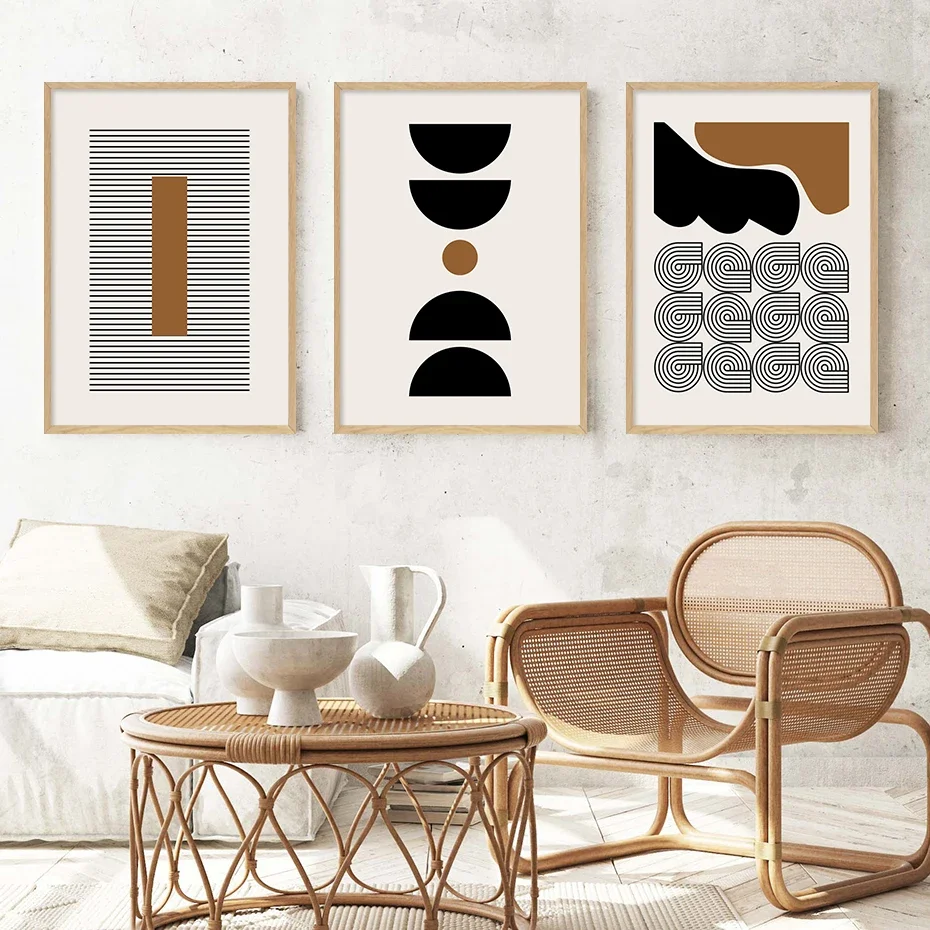 

Modern Abstract Geometric Line Mid Century Posters Canvas Painting Boho Wall Art Print Pictures Living Room Interior Home Decor