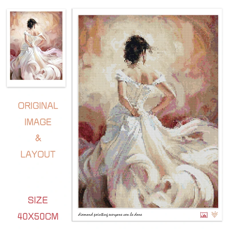 RUOPOTY Diamond Painting New Ballet Girl Rhinestones 5D DIY Diamond Embroidery Sale Portrait Lovers Mosaic Home Decor