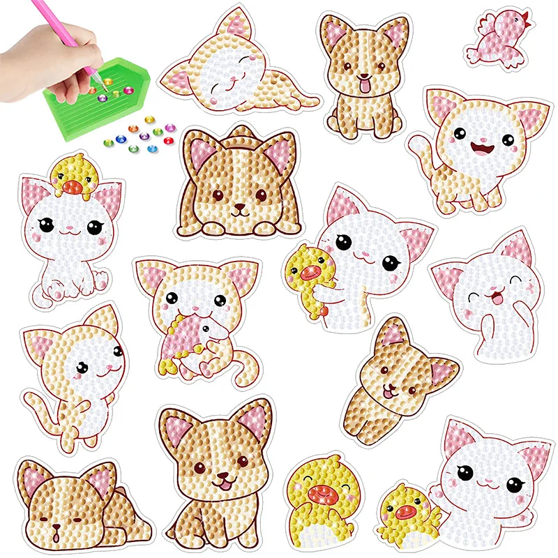 5D Gem Diamond Painting Stickers For Kids Kawaii Pet Dog Panda Rhinestone Mosaic Sticker Diamond Paint by Number diamond art painting kit diamond painting set