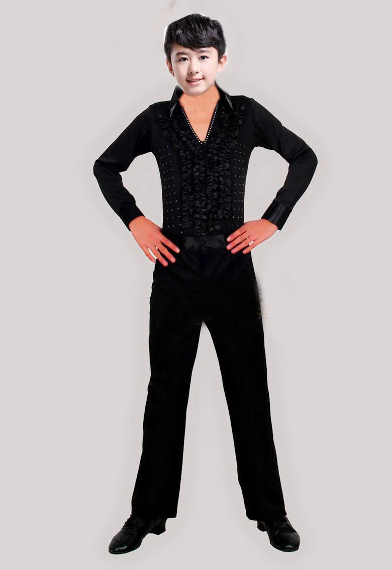 Boy Latin Dance Salsa Dance Costume Male Children's Ballroom Performing Party Costume Tops Pants Latin American