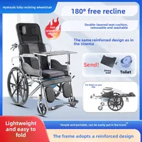 Fauteuil roulant manuel pliable et léger avec dossier inclinable hydraulique, chaise de mobilité entièrement inclinable pour personnes âgées 1