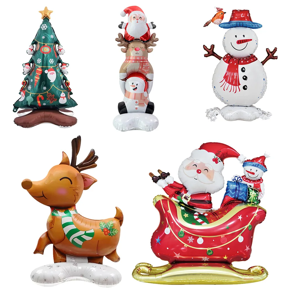 Großer stehender Weihnachtsbaum, Schneemann, Ballon, Elch, Weihnachtsmann, Ballon, Weihnachtsballon, Dekor 2025, Weihnachtsdekoration, Weihnachtsdekoration