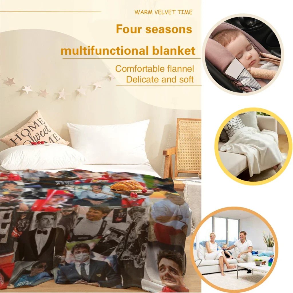 Charles Leclerc Monacan motorsports racing driver Collage Summer Blanket Thin Blanket Comforter Flannel Soft throw Blankets 4